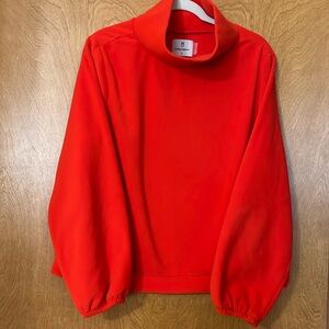 Dudley Stephens High Neck Turtleneck in super soft fleece. XL. Reddish Orange.